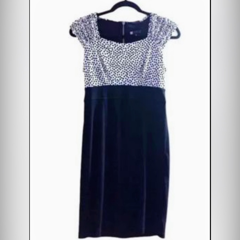 NWOT Carole Little Polka Dots Ruffle Shoulder Dress